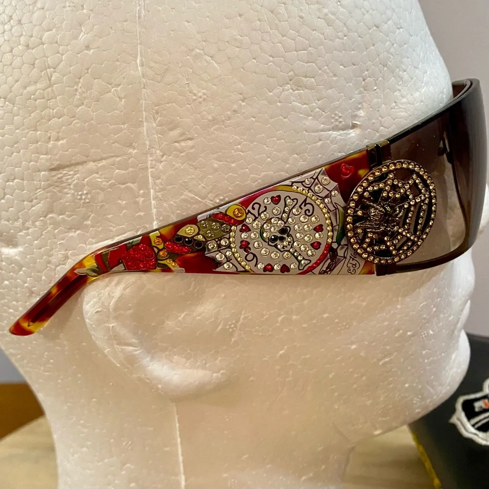 Ed Hardy EHS 039 Love Kills Slowly 3‎ Sunglasses Tortoise Sz 78-16-112 Skull